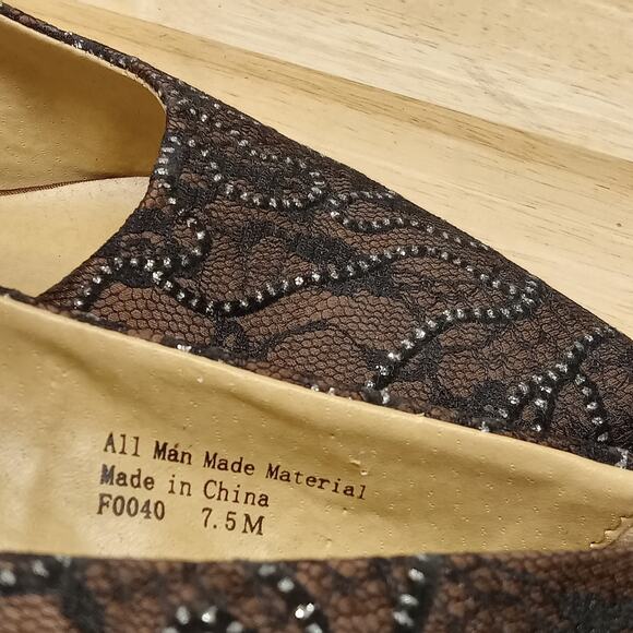 Vintage EY Couture Pump Heels 7.5M Brown Lace - Picture 8 of 8